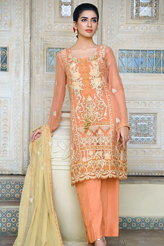2263-PALE-RUST EMBROIDERED BEMBERG CHIFFON UNSTITCHED