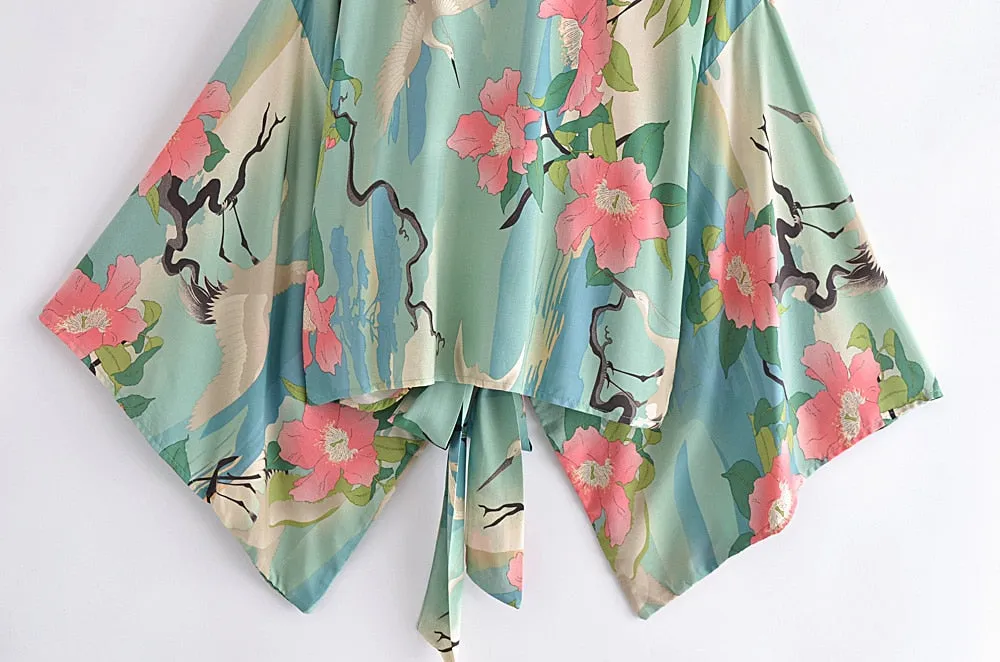Boho Robe - Kimono Robe - Beach Cover-up - Short Robe - Sweet Vintage Sarus - Bohemian Style Elliana