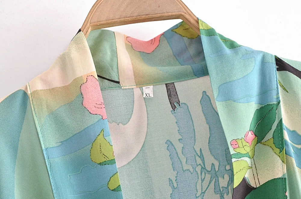 Boho Robe - Kimono Robe - Beach Cover-up - Short Robe - Sweet Vintage Sarus - Bohemian Style Elliana