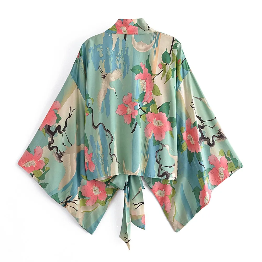 Boho Robe - Kimono Robe - Beach Cover-up - Short Robe - Sweet Vintage Sarus - Bohemian Style Elliana