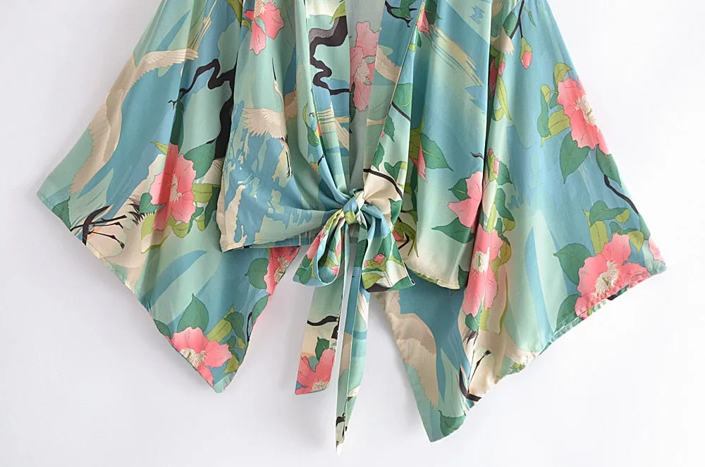Boho Robe - Kimono Robe - Beach Cover-up - Short Robe - Sweet Vintage Sarus - Bohemian Style Elliana