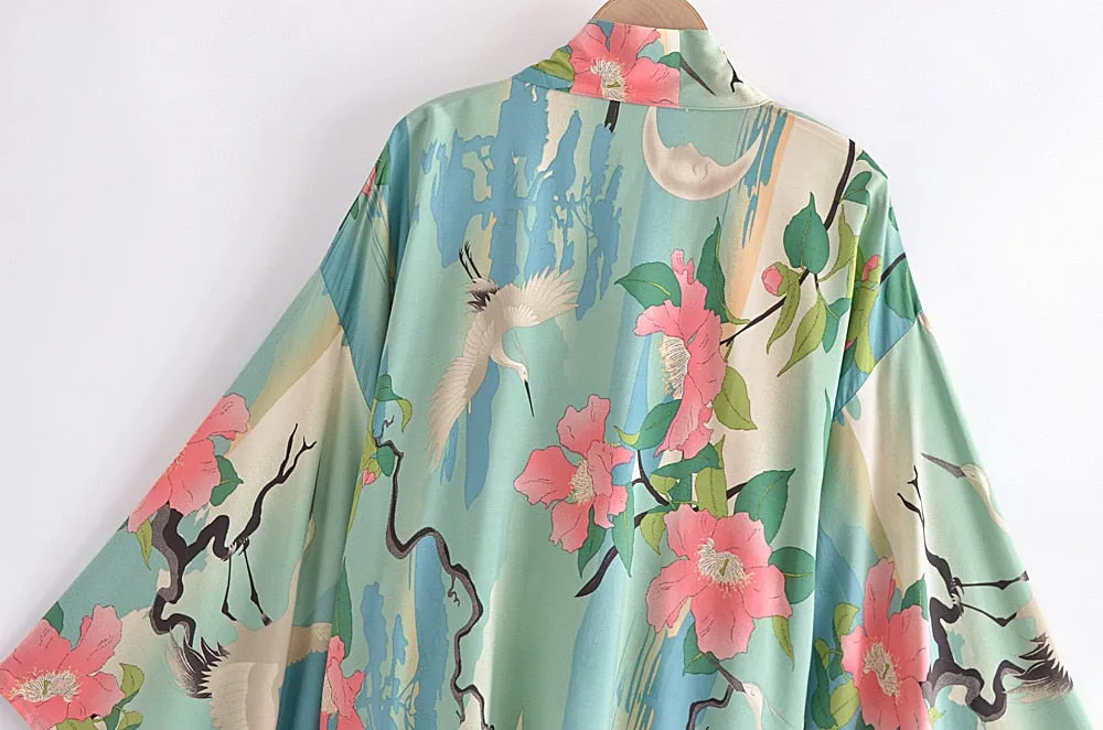 Boho Robe - Kimono Robe - Beach Cover-up - Short Robe - Sweet Vintage Sarus - Bohemian Style Elliana