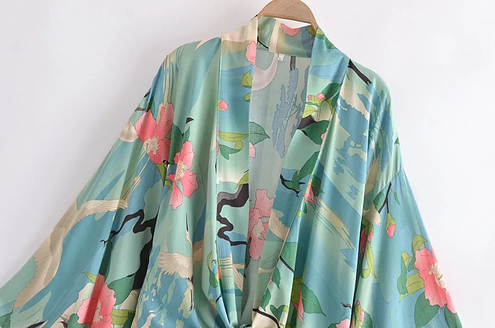 Boho Robe - Kimono Robe - Beach Cover-up - Short Robe - Sweet Vintage Sarus - Bohemian Style Elliana