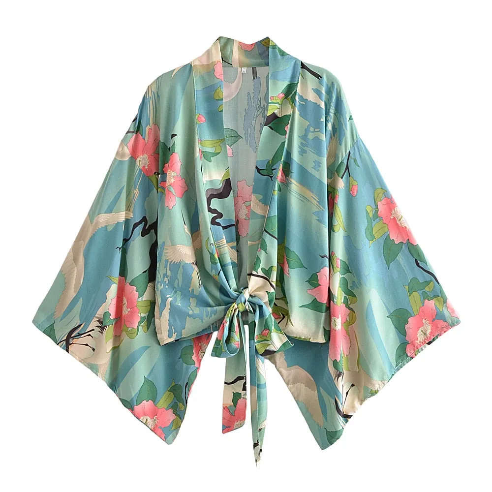 Boho Robe - Kimono Robe - Beach Cover-up - Short Robe - Sweet Vintage Sarus - Bohemian Style Elliana